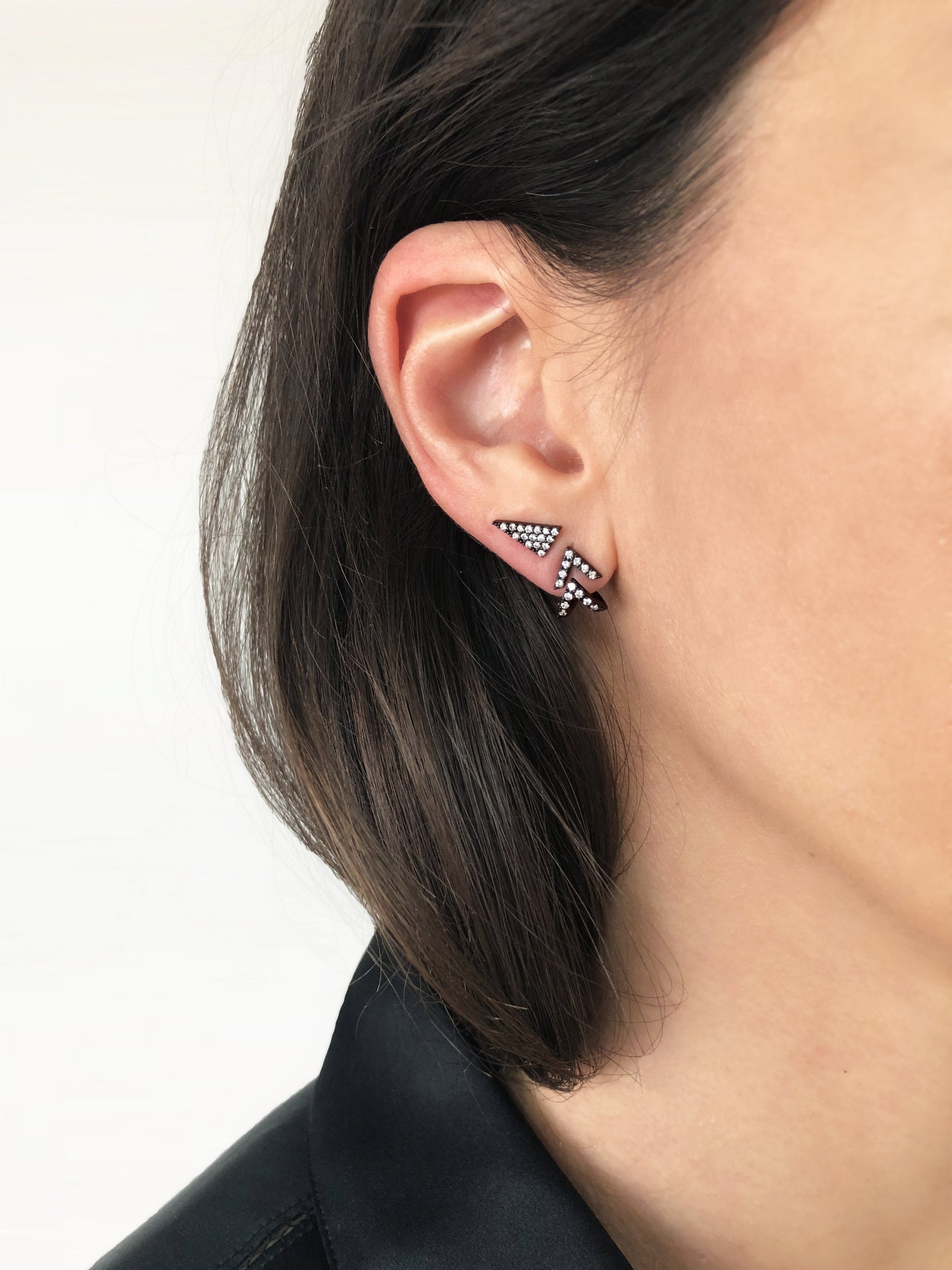 Black Diamond Dagger Studs | Rose Gold