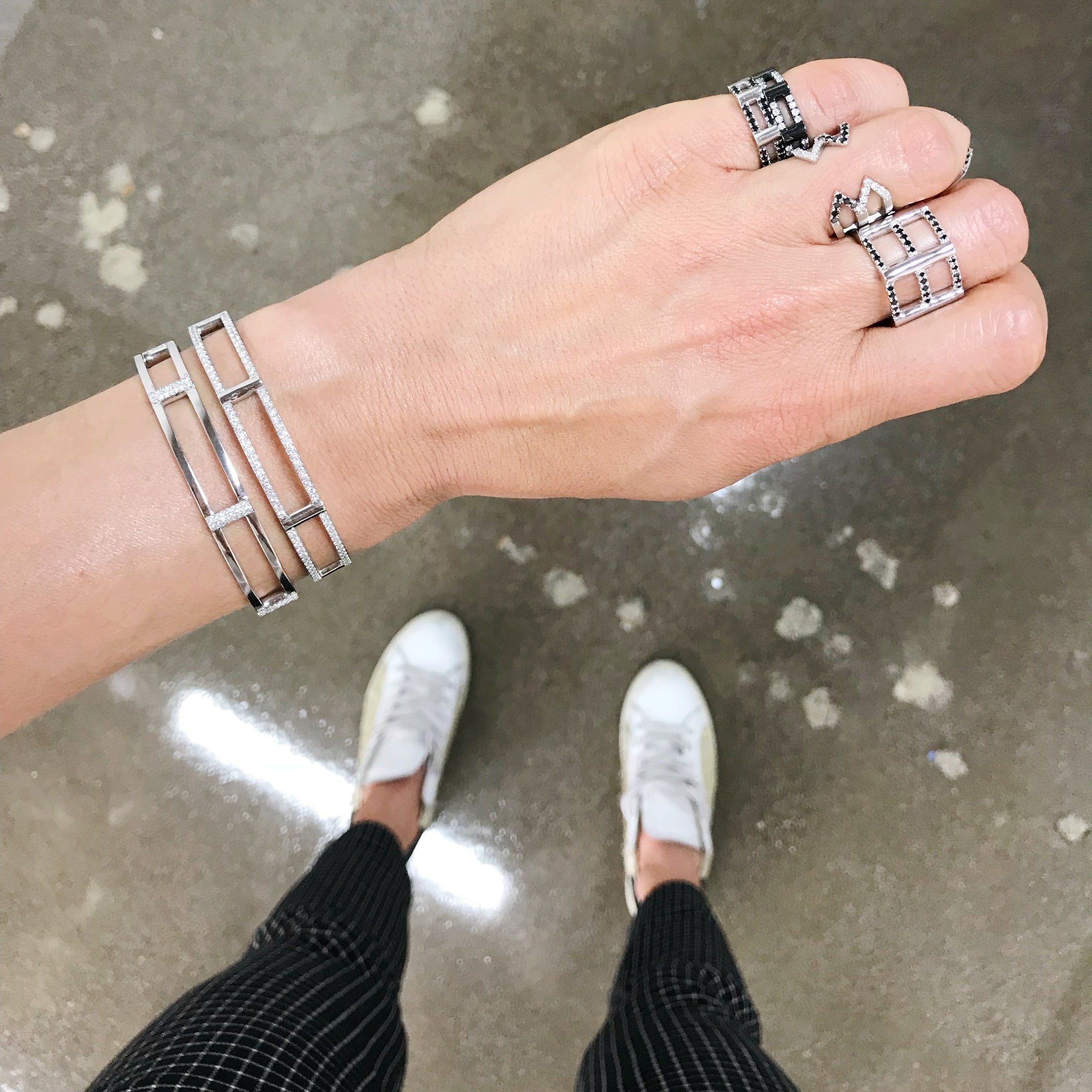 Black Diamond Dagger Ring | White Gold