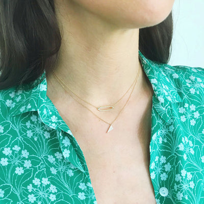Diamond Mini Triangle Charm Necklace | White Gold