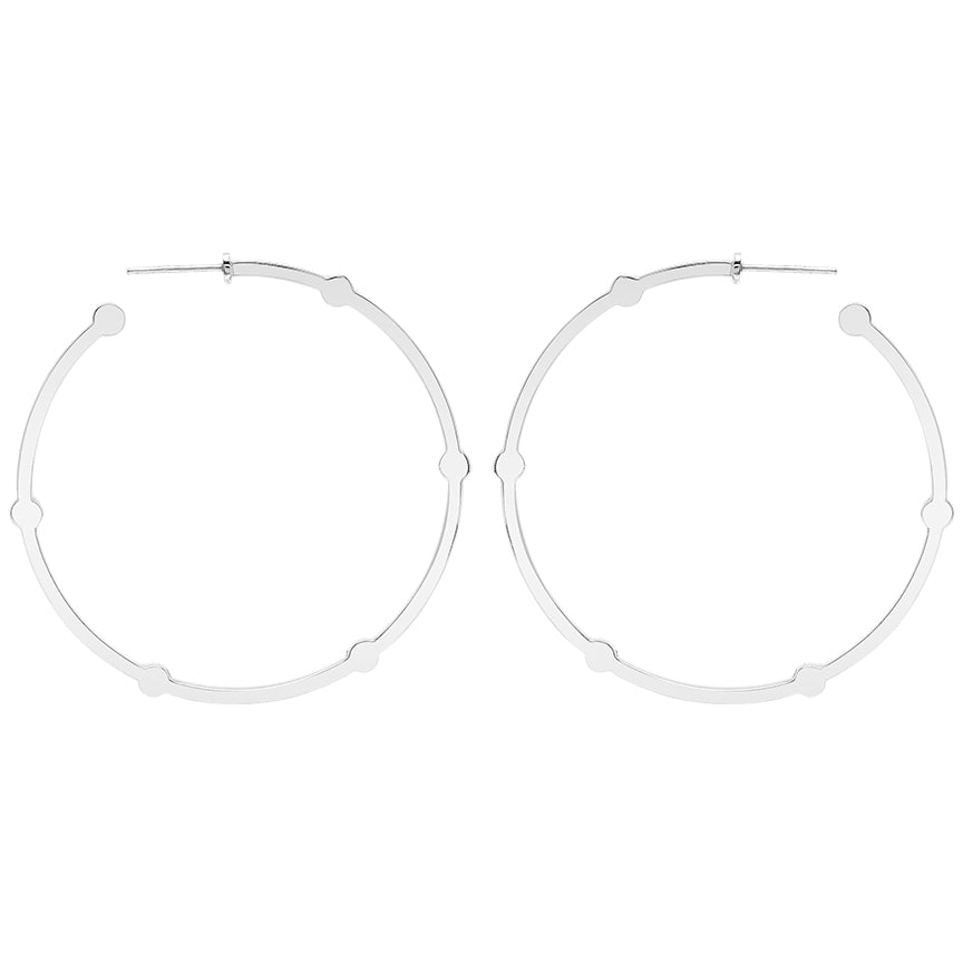 Large Cage Hoops | White Gold