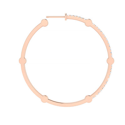 Large Cage Hoops with Diamonds on the Front | Rose Gold