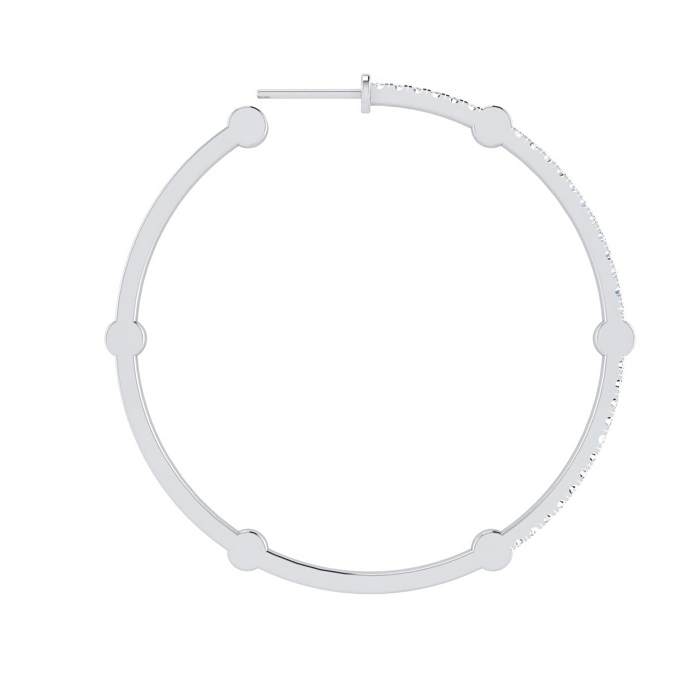 Large Cage Hoops with Diamonds on the Front | White Gold