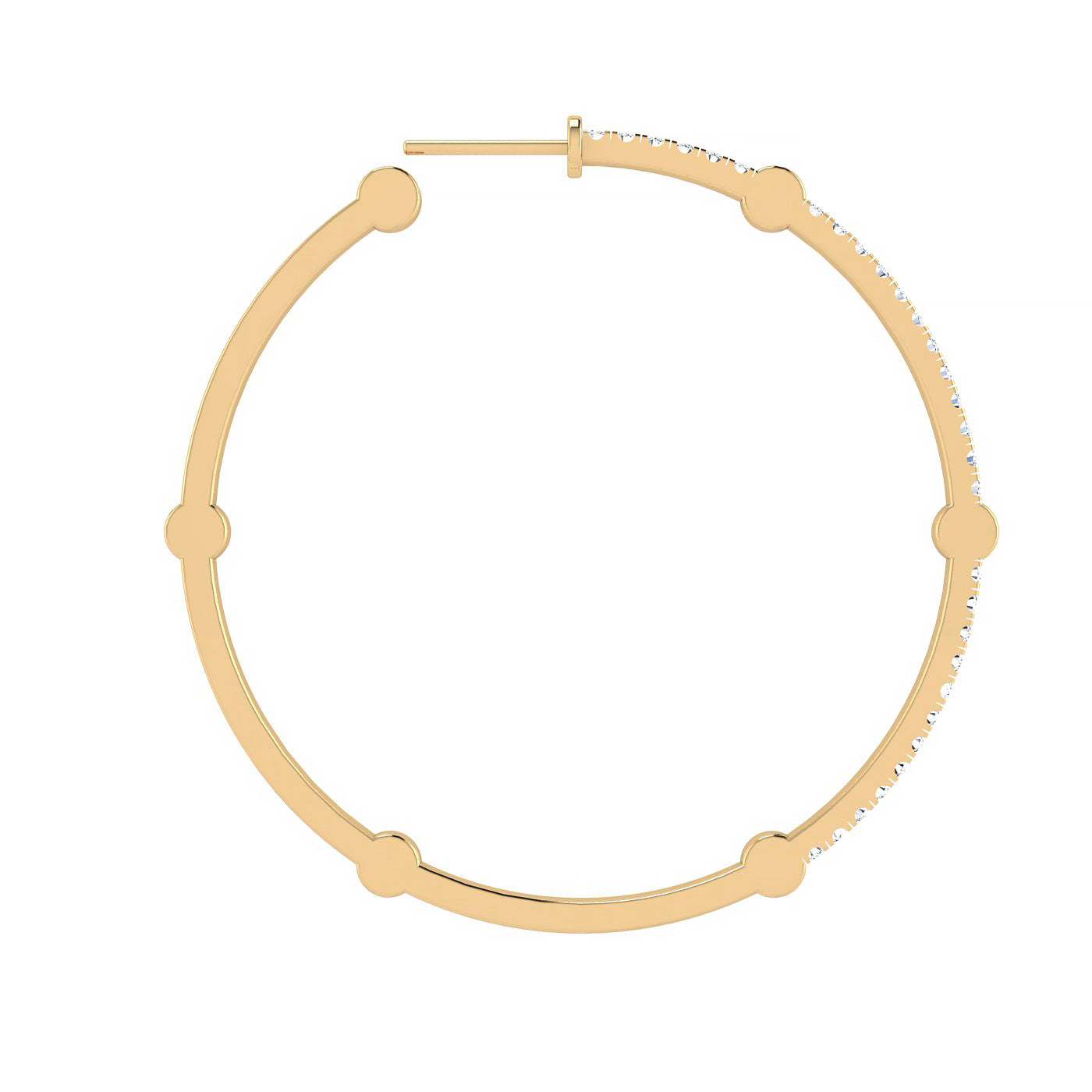 Large Cage Hoops with Diamonds on the Front | Yellow Gold