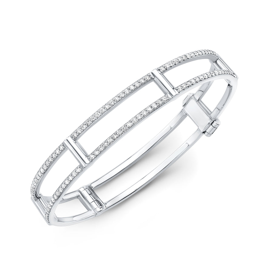 Locking Cage Bracelet | White Gold with Diamonds on Lateral Bars