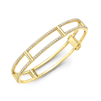 Locking Cage Bracelet | Yellow Gold with Diamonds on Lateral Bars