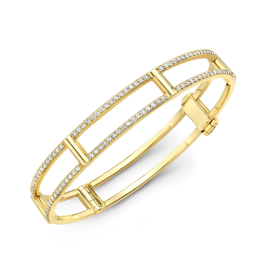 Locking Cage Bracelet | Yellow Gold with Diamonds on Lateral Bars