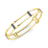 Locking Cage Bracelet | Yellow Gold with Blue Sapphire Posts