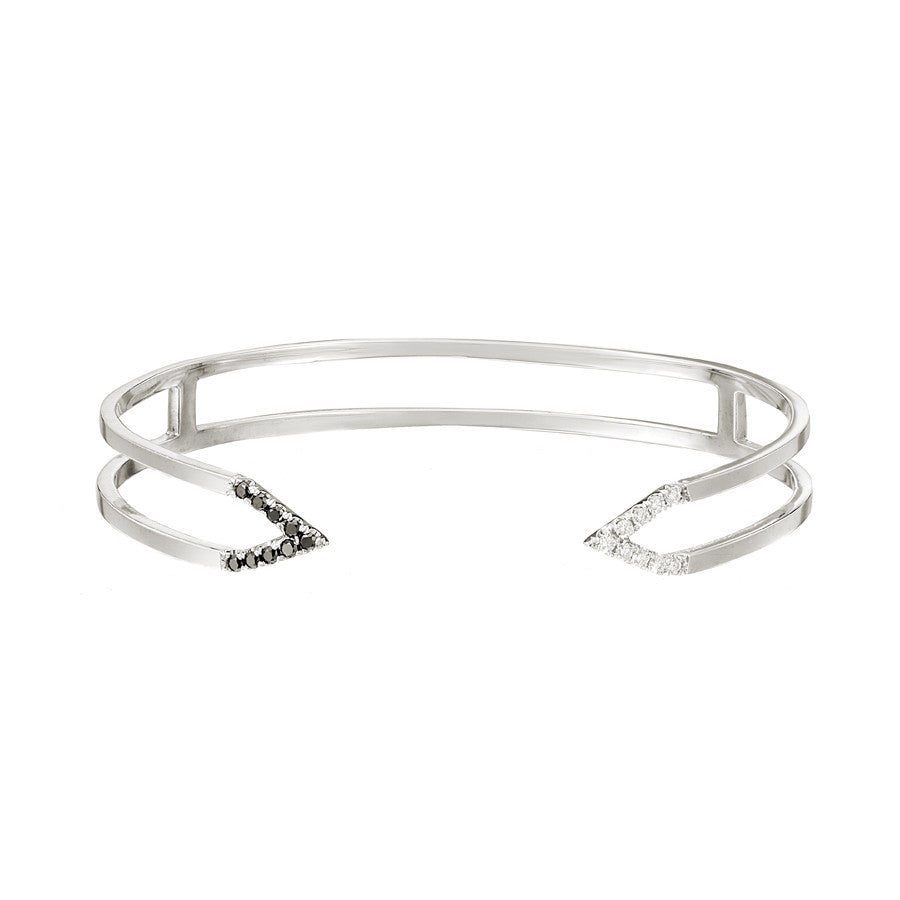 Black and White Diamond Dagger Cuff  | White Gold  Bracelet Rachel Katz Jewelry