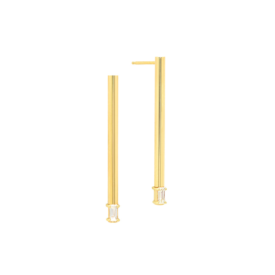 Medium Balance Earrings with Baguette Diamonds | Yellow Gold