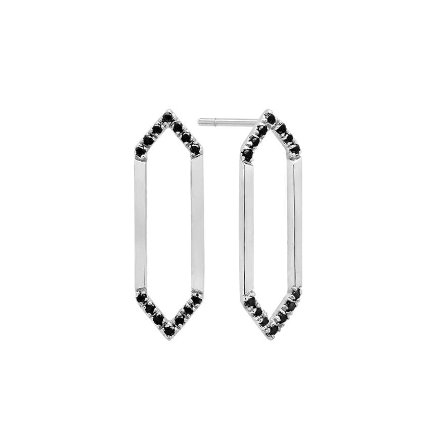 Medium Marquis Earrings | White Gold with Black Diamond Points