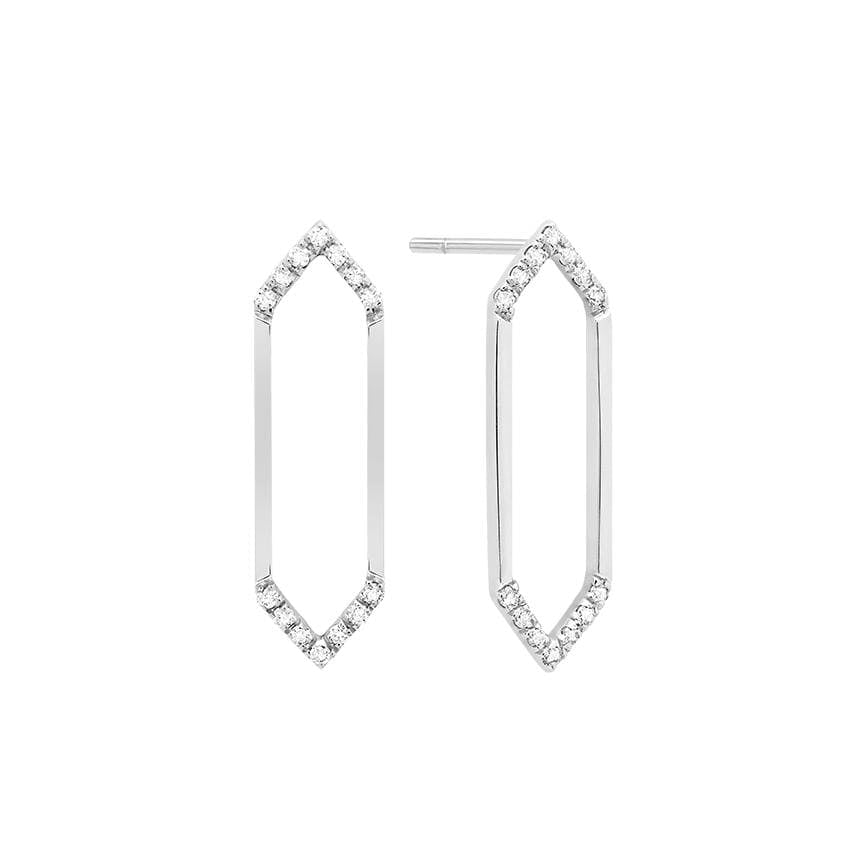 Medium Marquis Earrings | White Gold with Diamond Points