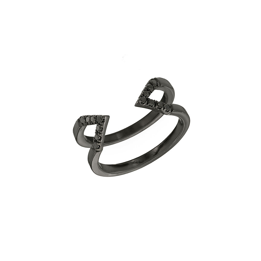 Black Diamond Dagger Ring - Midi | Black Gold  Ring Rachel Katz Jewelry