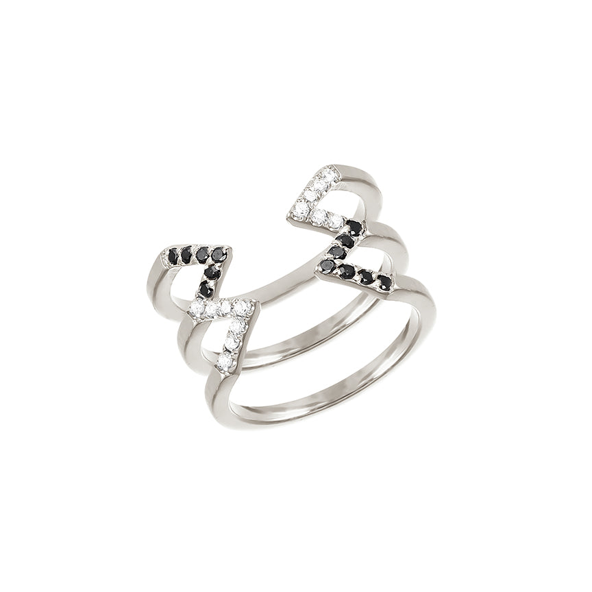 Donna Stacked Dagger Ring - Midi  | White Gold