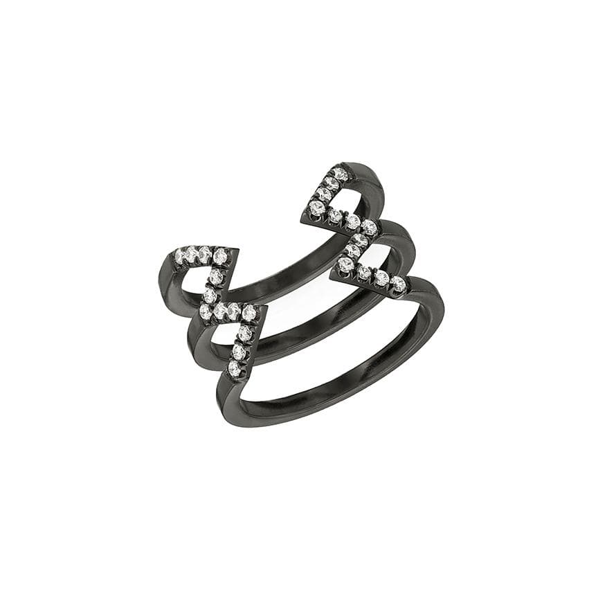 Diamond Stacked Dagger Ring - Midi | Black Gold