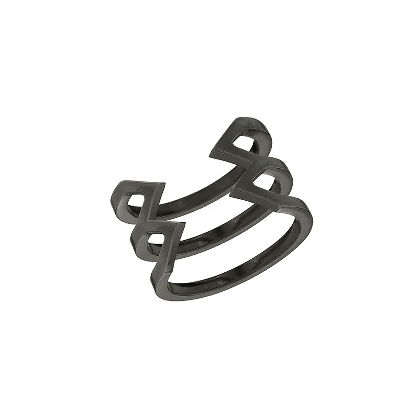 Stacked Dagger Ring - Midi | Black Gold
