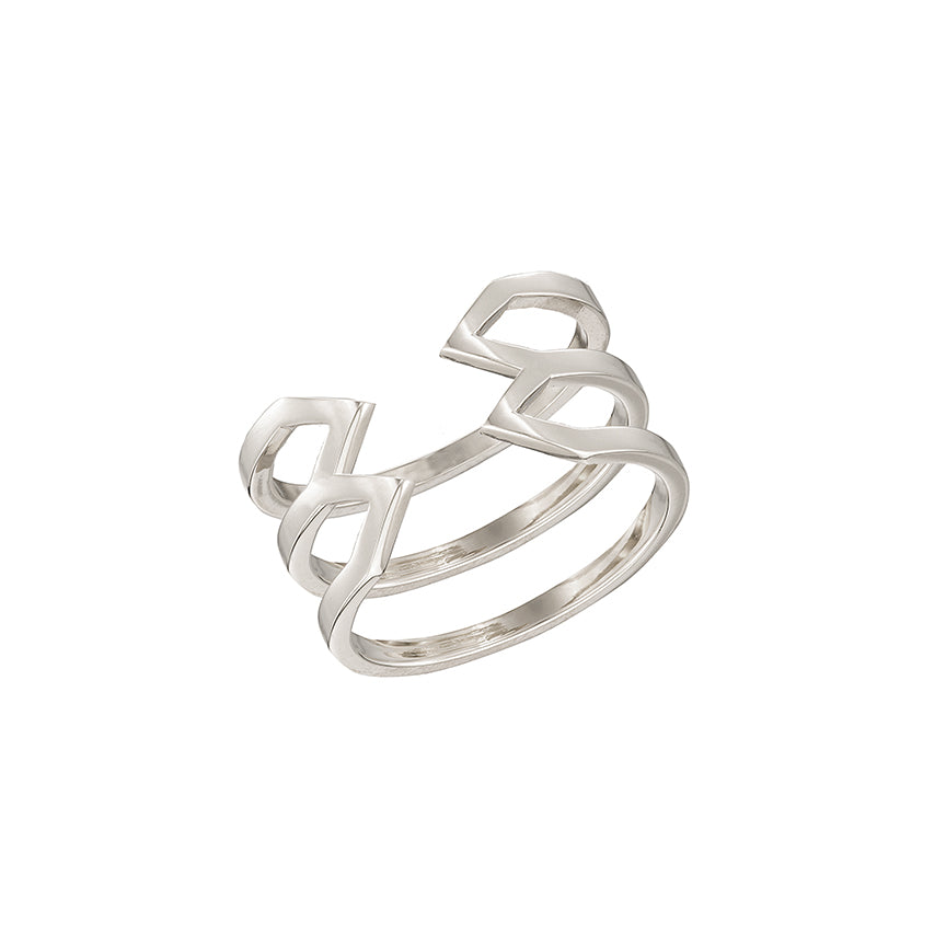 Stacked Dagger Ring - Midi | White Gold