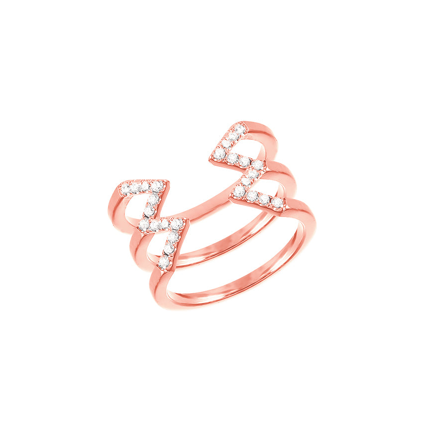 Diamond Stacked Dagger Ring - Midi | Rose Gold