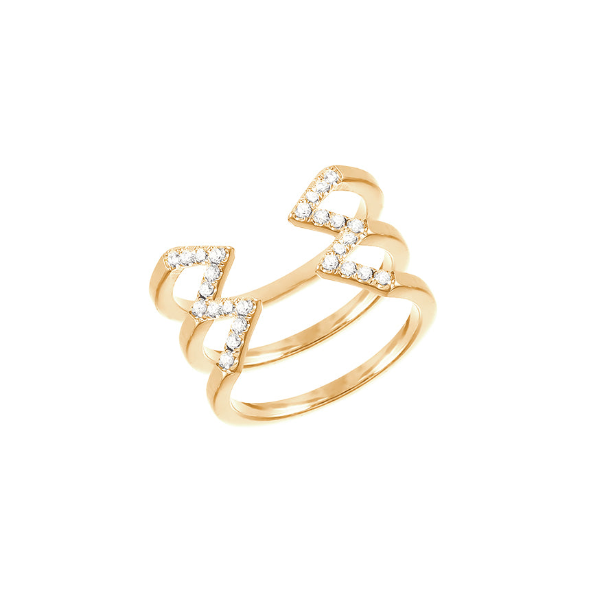 Diamond Stacked Dagger Ring - Midi | Yellow Gold