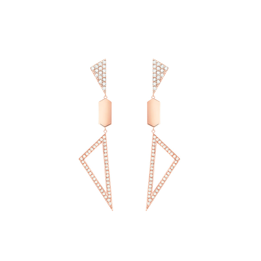 Multi Shape Earrings - Diamond - Top Bottom | Rose Gold
