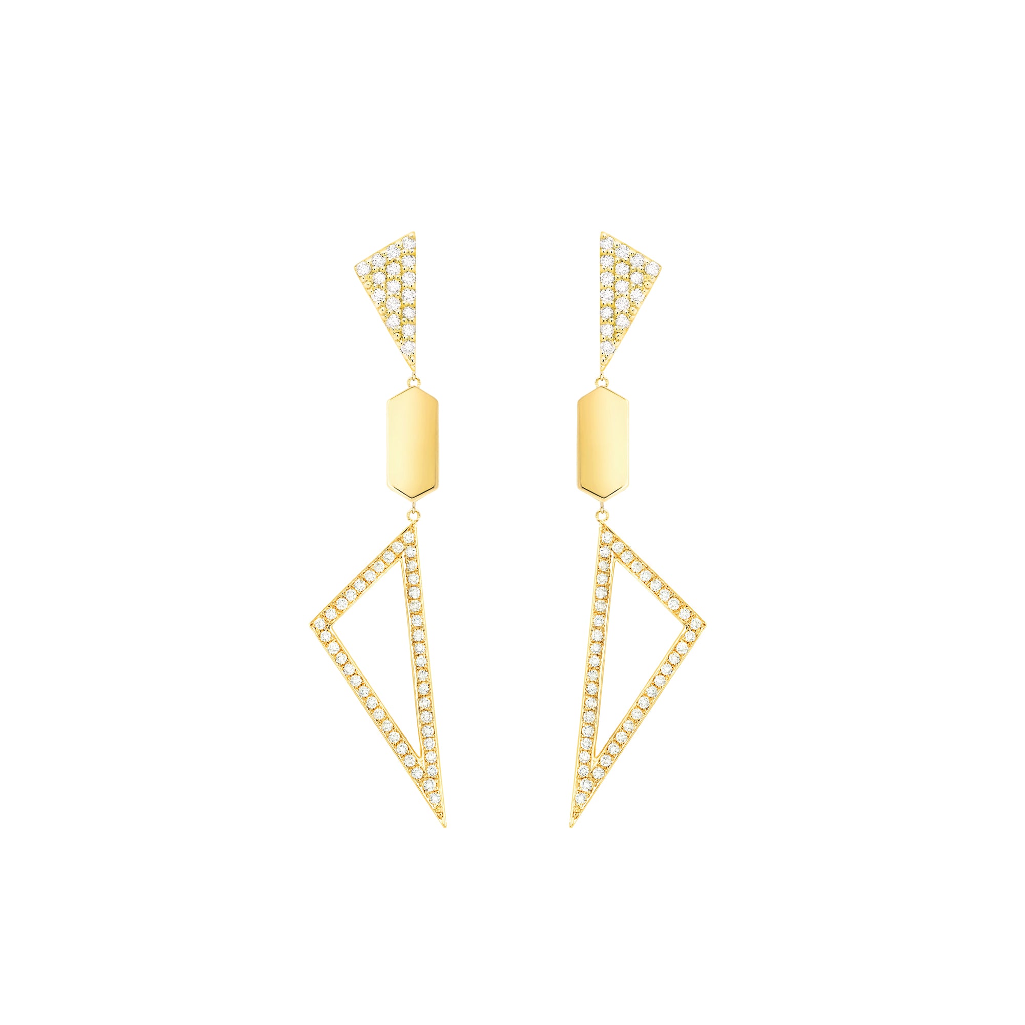 Multi Shape Earrings - Diamond - Top Bottom | Yellow Gold