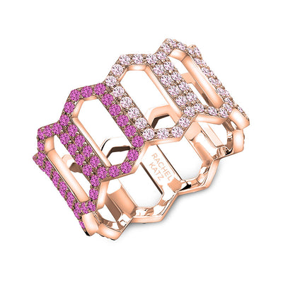 Pink Sapphire Open Marquis Chess Ring | Rose Gold
