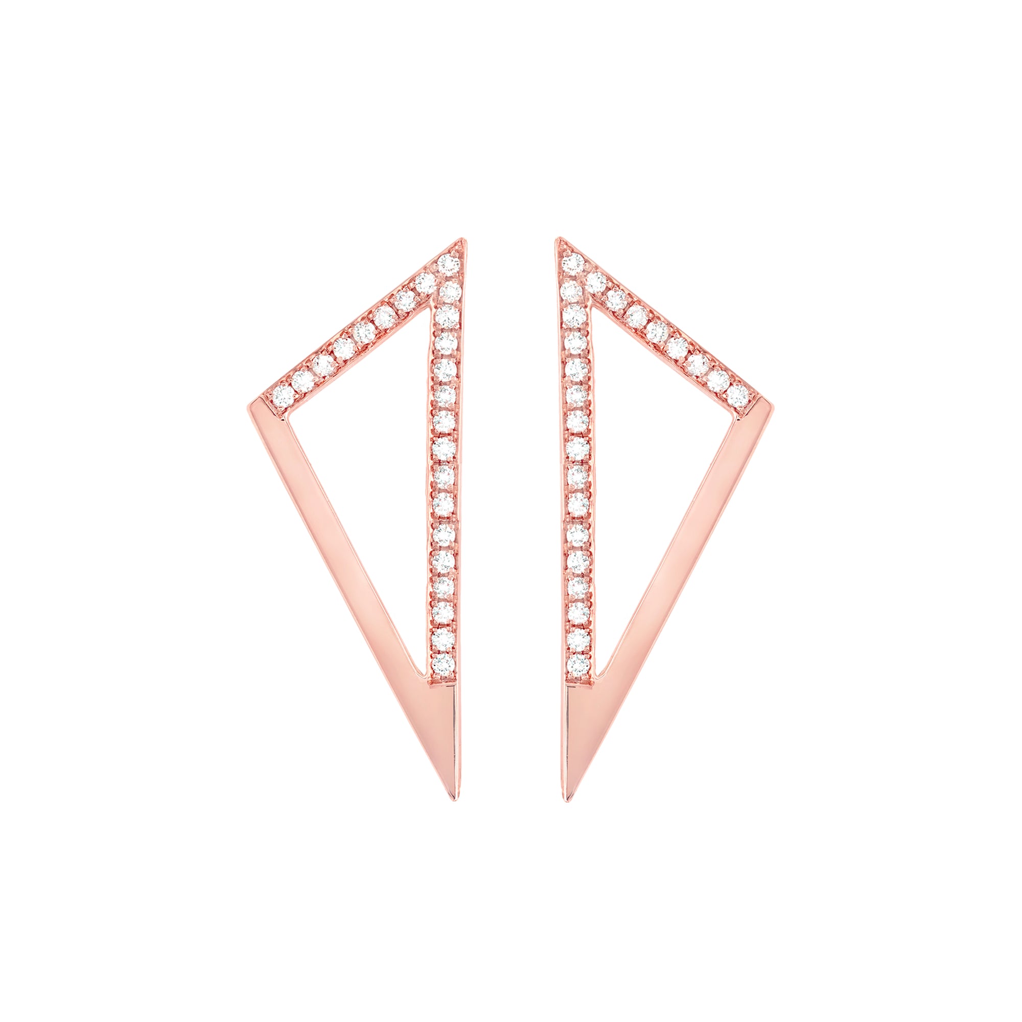 Medium Half Diamond Triangle Earrings | Rose Gold