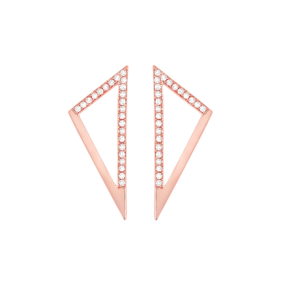 Medium Half Diamond Triangle Earrings | Rose Gold