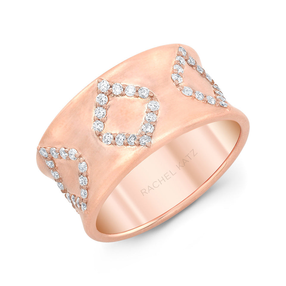 Pave Square Cigar Band | Rose Gold