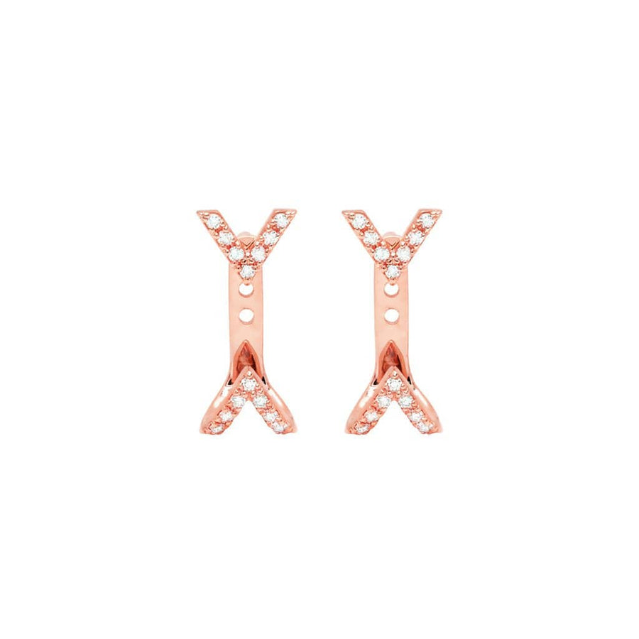 Diamond Dagger Studs with Ear Jackets | Rose Gold
