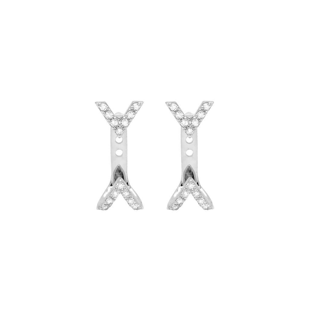 Diamond Dagger Studs with Ear Jackets | White Gold