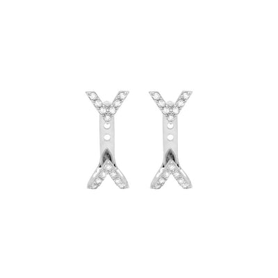 Diamond Dagger Studs with Ear Jackets | White Gold