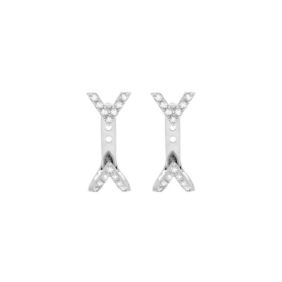 Diamond Dagger Studs with Ear Jackets | White Gold