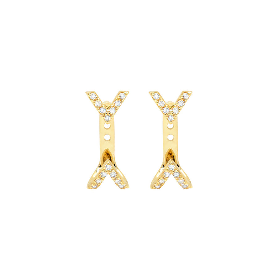Diamond Dagger Studs with Ear Jackets | Yellow Gold