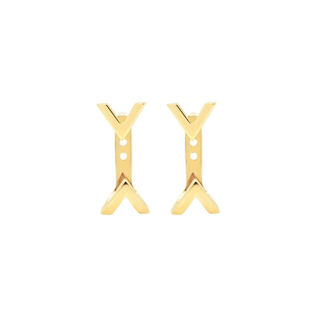 Dagger Studs with Ear Jackets | Yellow Gold