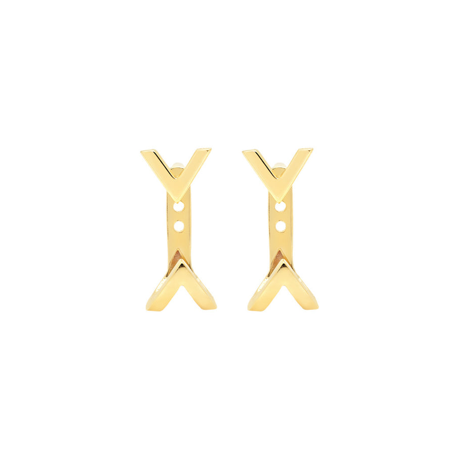 Dagger Studs with Ear Jackets | Yellow Gold