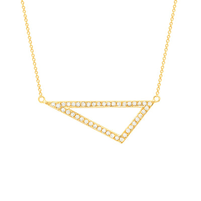 Medium Diamond Triangle Necklace | Yellow Gold