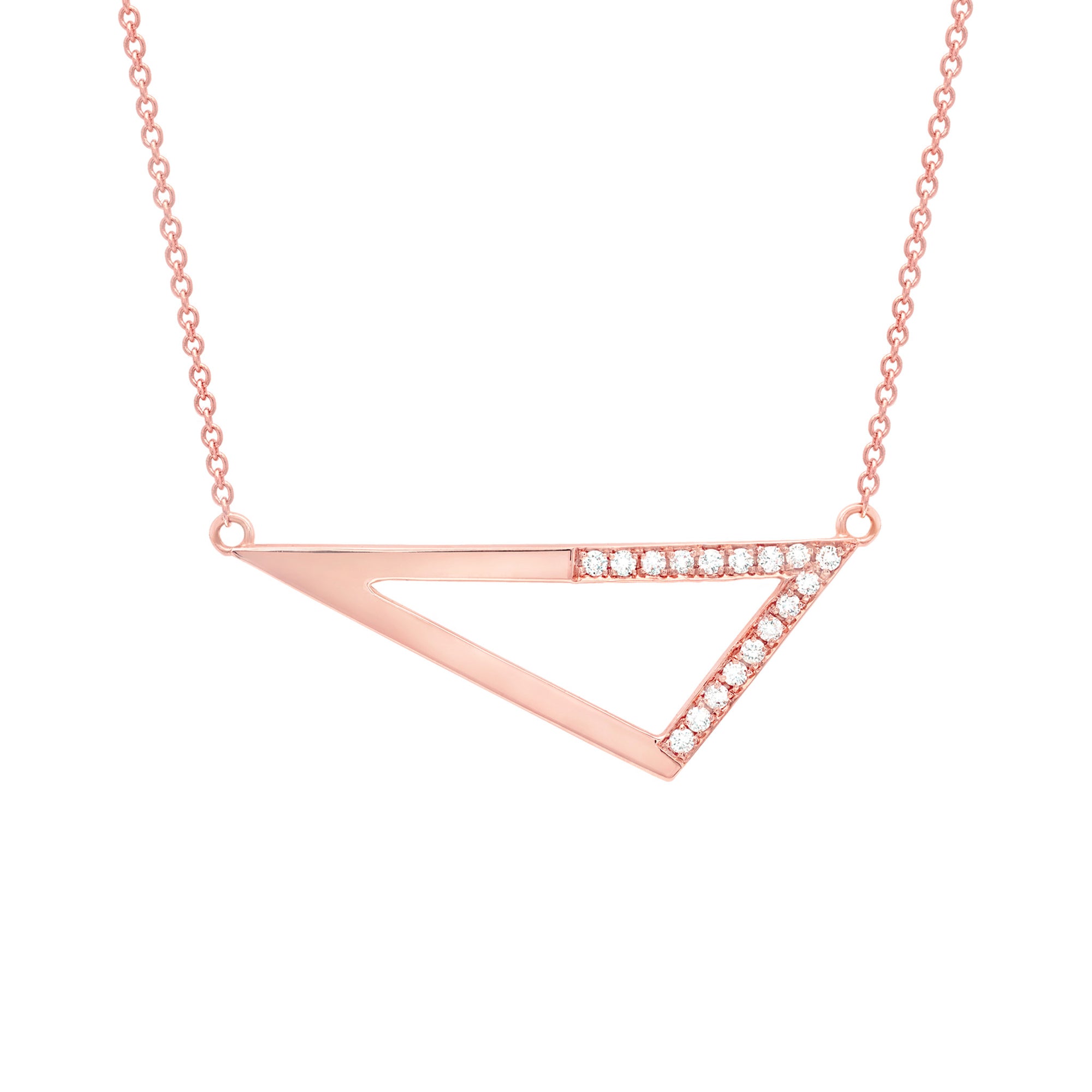 Medium Half Diamond Triangle Necklace | Rose Gold