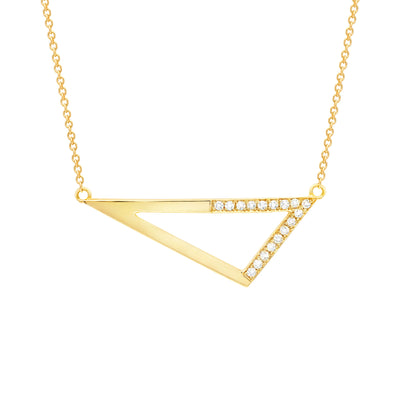 Medium Half Diamond Triangle Necklace | Yellow Gold