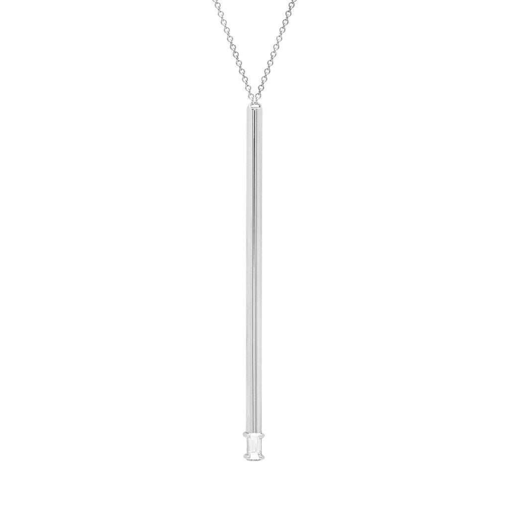 Balance Lariat | White Gold with Baguette Diamond  Necklace Rachel Katz Jewelry