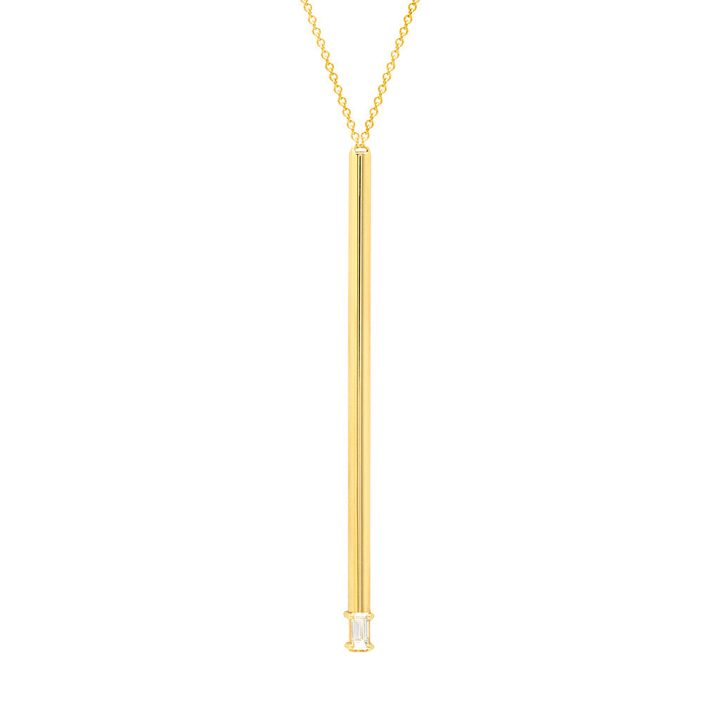 Balance Lariat | Yellow Gold with Baguette Diamond  Necklace Rachel Katz Jewelry