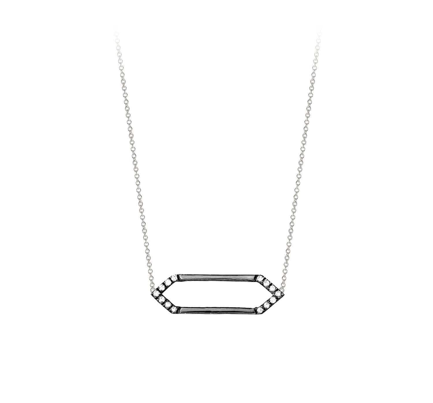 Mini Marquis Necklace | Black Gold with Diamonds on Points