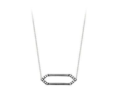 Mini Marquis Necklace | Black Gold with Diamonds on Points