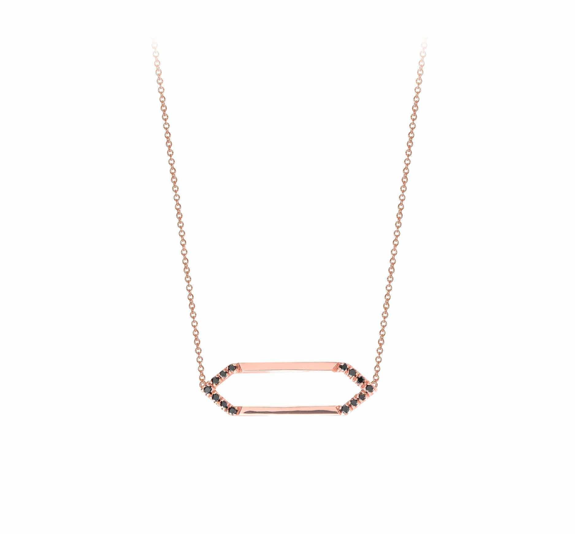 Mini Marquis Necklace | Rose Gold with Black Diamonds on Points