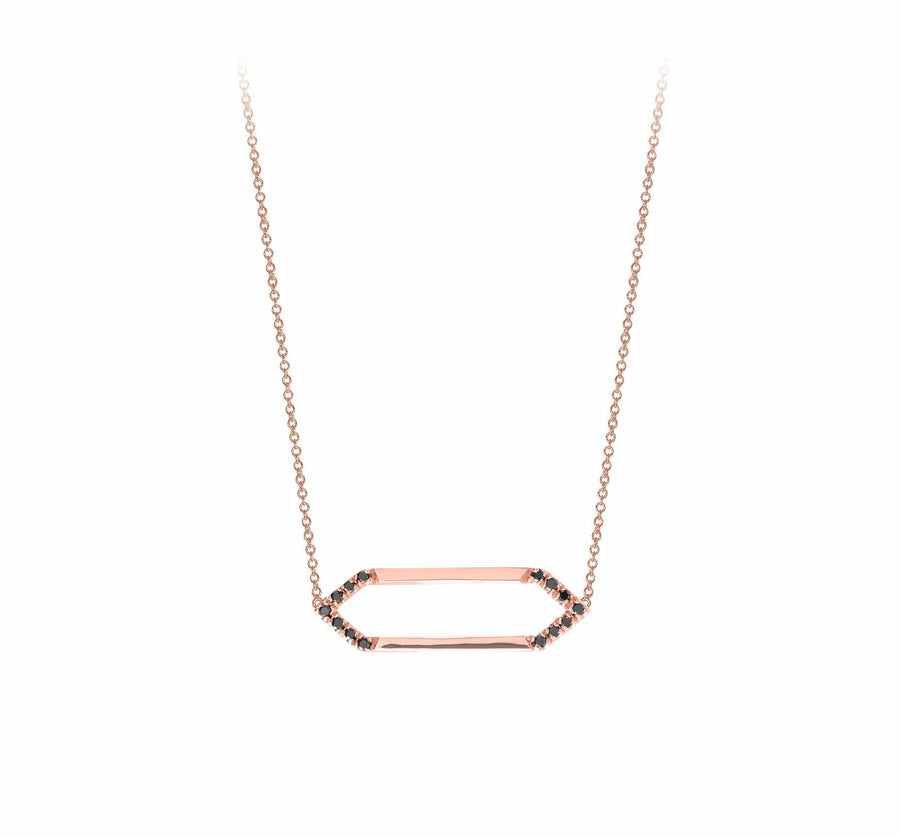 Mini Marquis Necklace | Rose Gold with Black Diamonds on Points