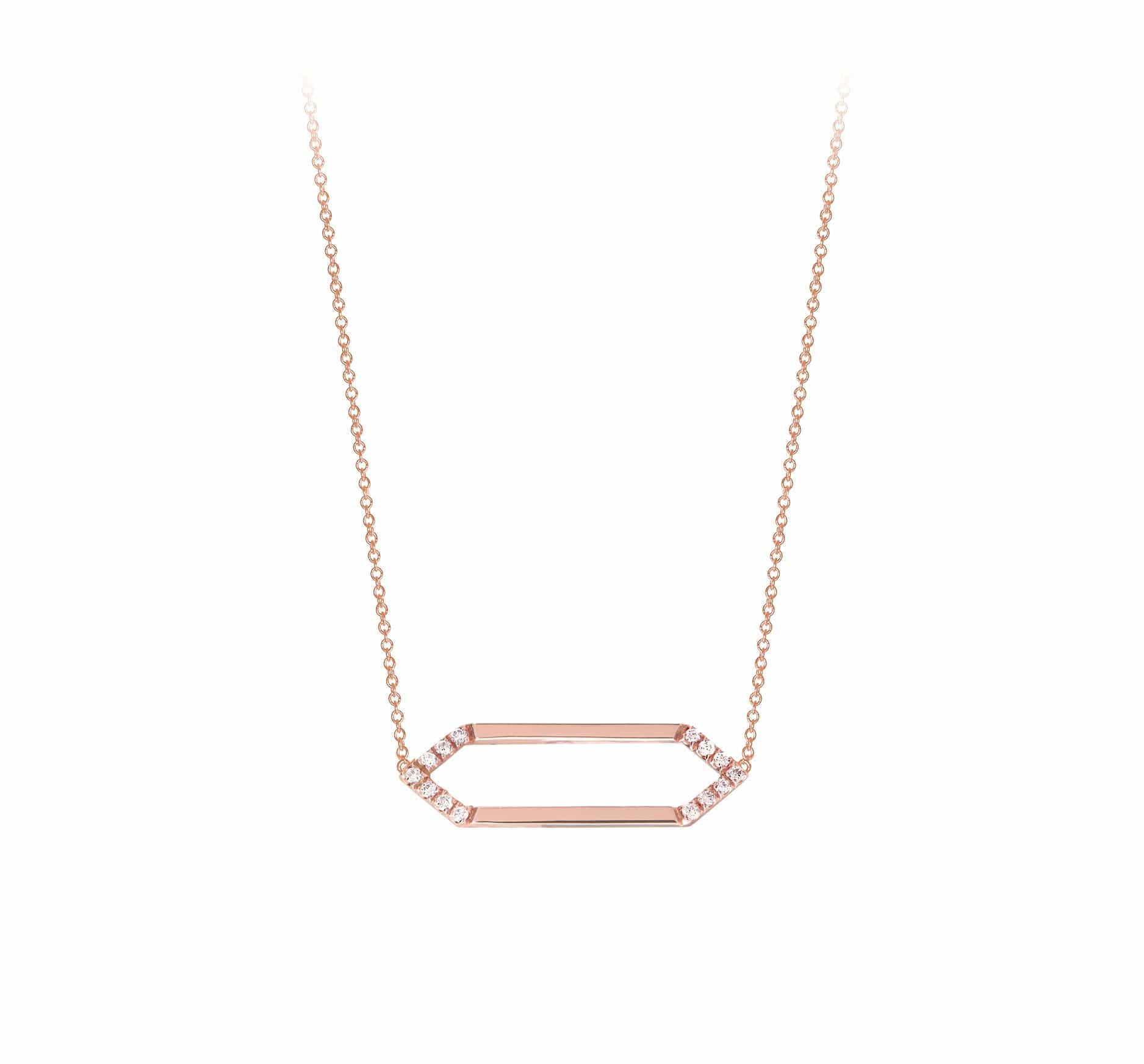 Mini Marquis Necklace | Rose Gold with Diamonds on Points