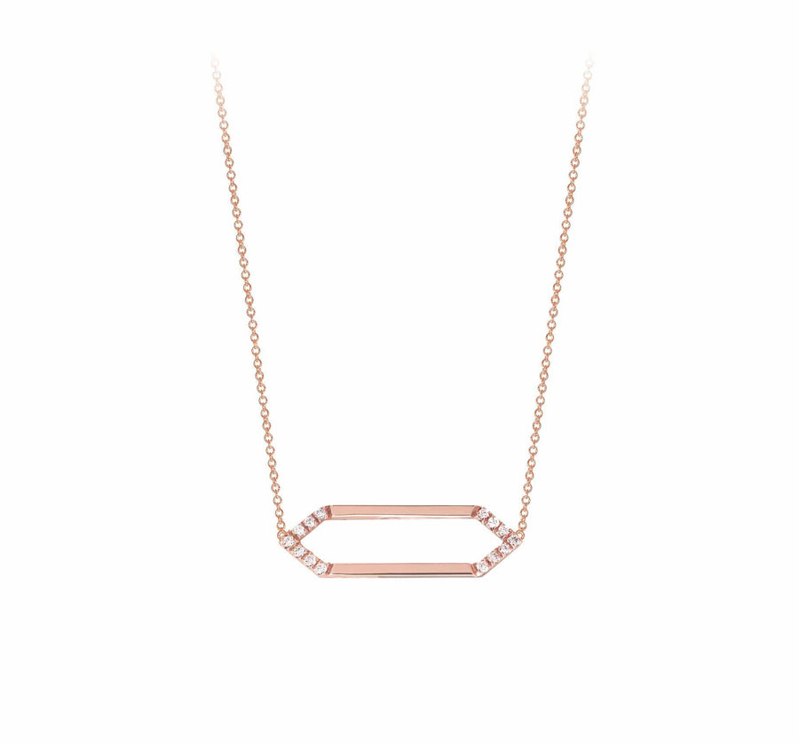 Mini Marquis Necklace | Rose Gold with Diamonds on Points