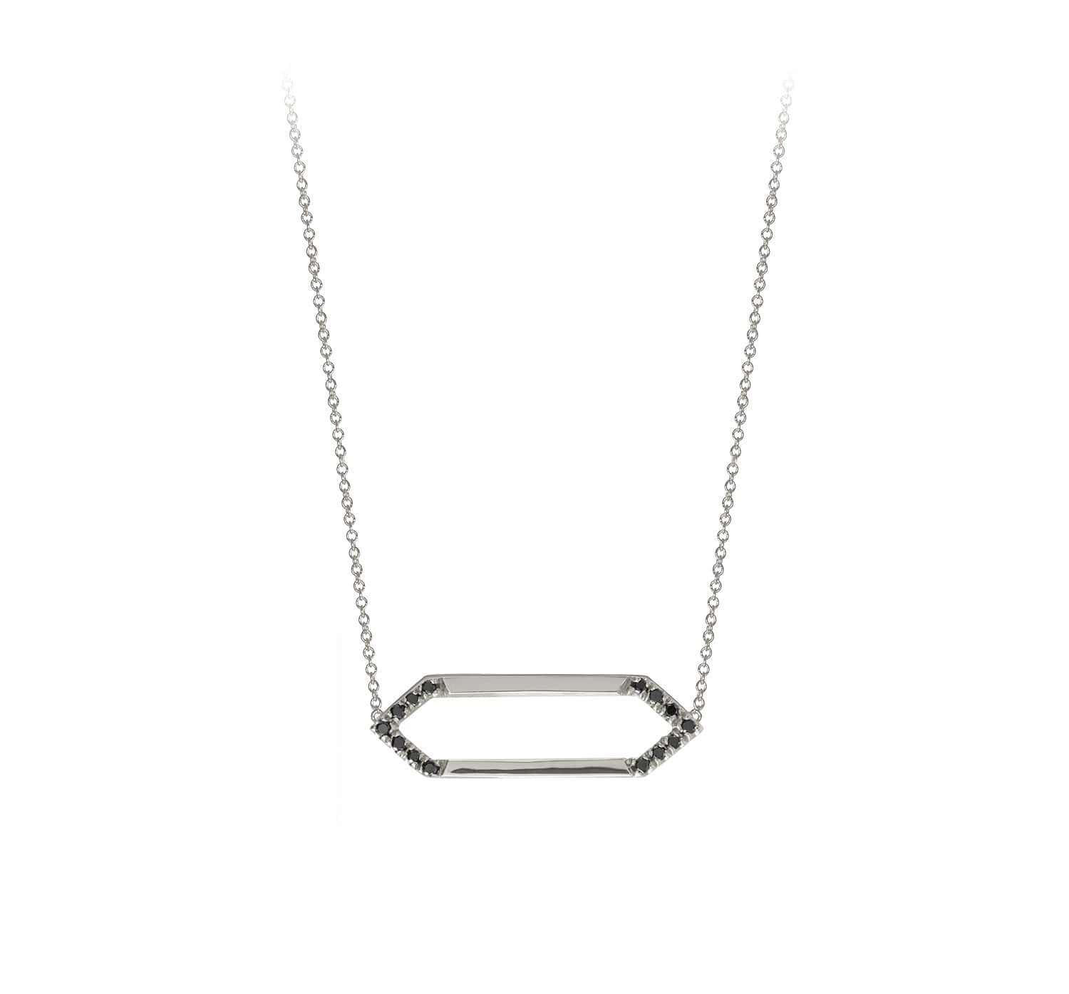 Mini Marquis Necklace | White Gold with Black Diamonds on Points