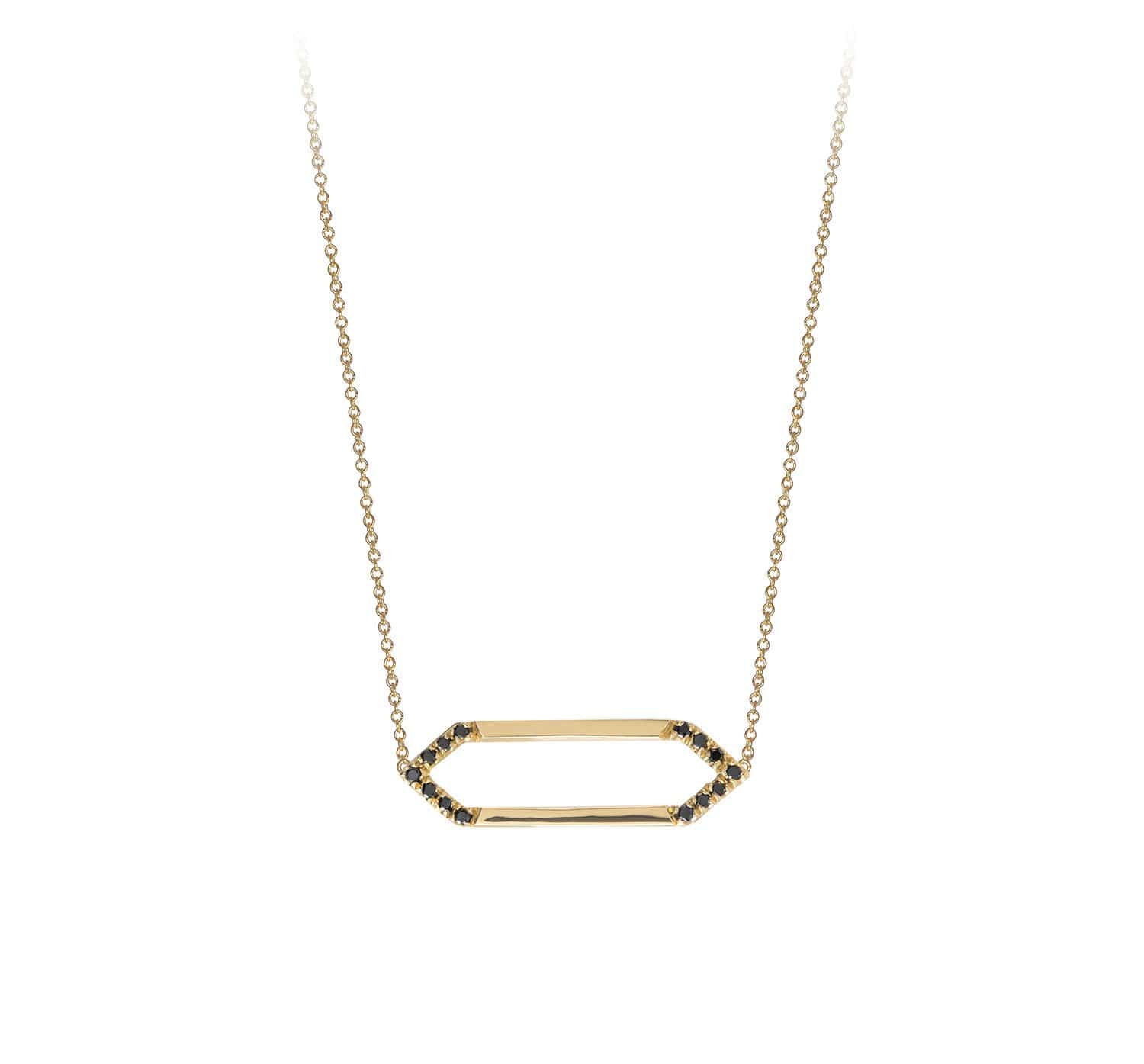 Mini Marquis Necklace | Yellow Gold with Black Diamonds on Points