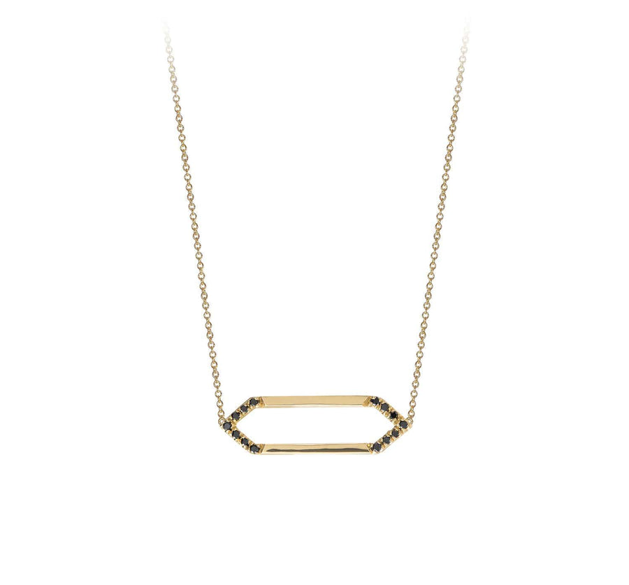 Mini Marquis Necklace | Yellow Gold with Black Diamonds on Points