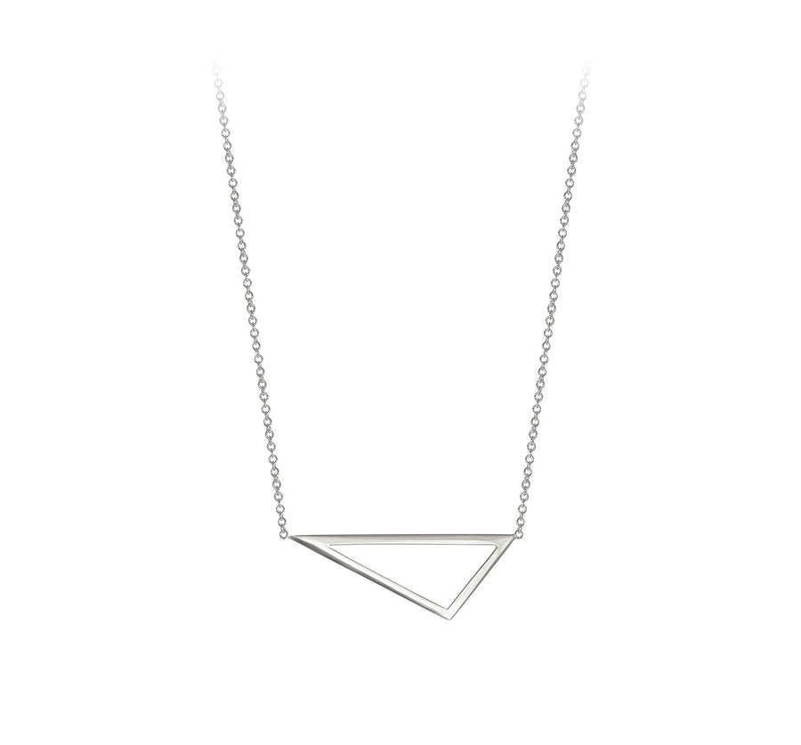 Mini Triangle Necklace | White Gold